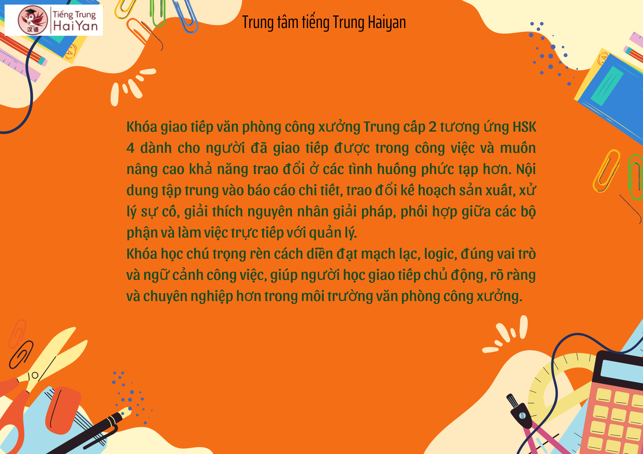 Khóa giao tiếp văn phòng công xưởng trung cấp 2