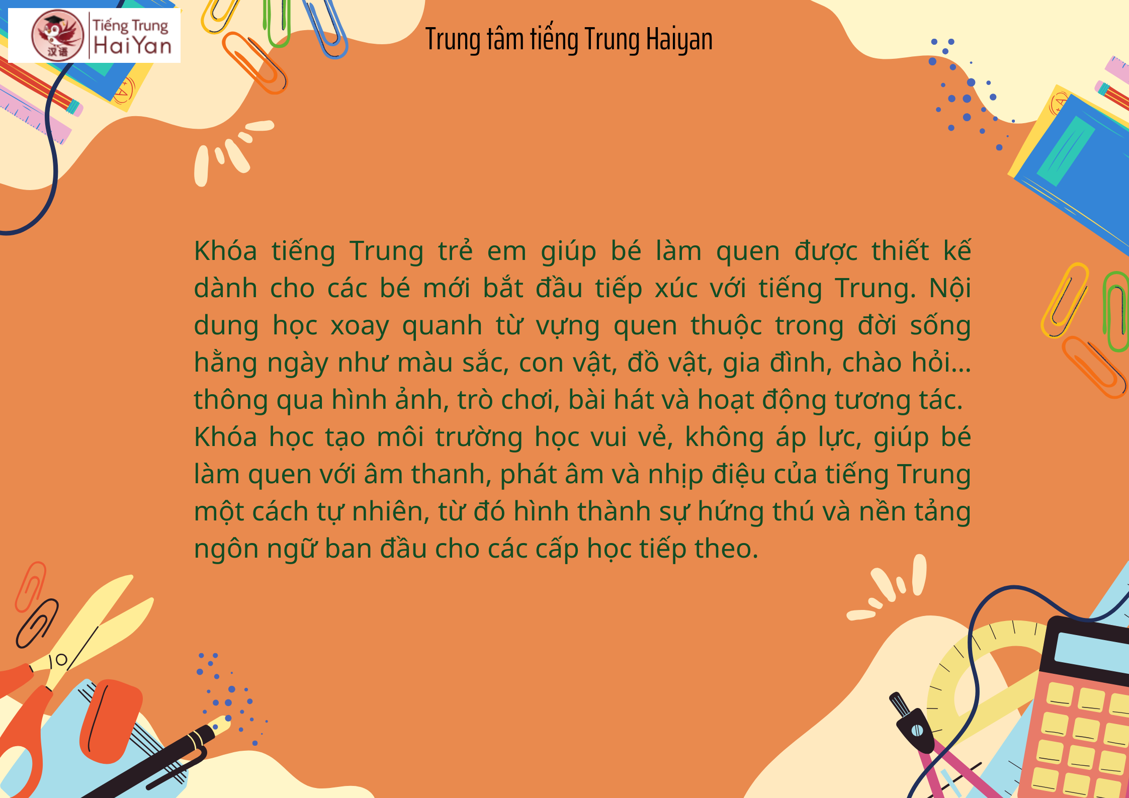 Khóa tiếng trung trẻ em giúp bé làm quen