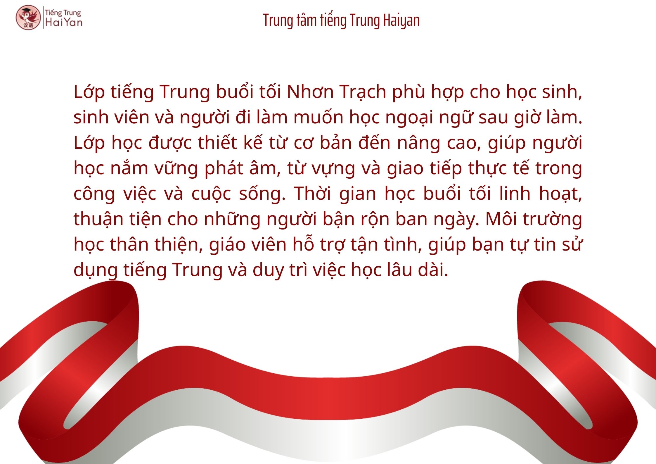 Lớp tiếng Trung buổi tối Nhơn Trạch
