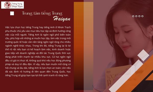Nên học tiếng Trung hay tiếng Anh ở Nhơn Trạch