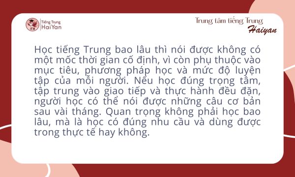 Tiếng Trung giao tiếp học bao lâu thì nói được