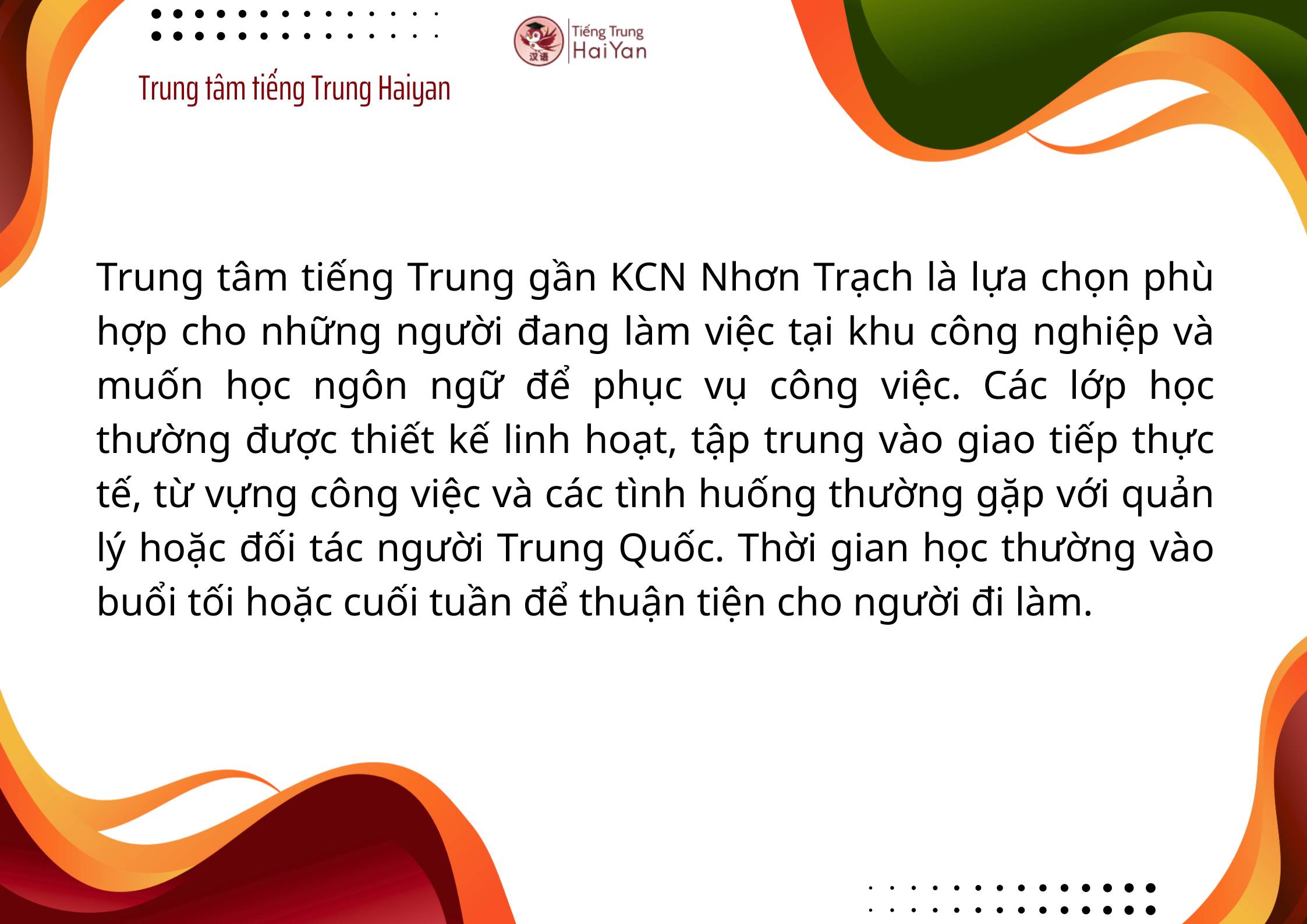 trung tâm tiếng Trung gần KCN Nhơn Trạch