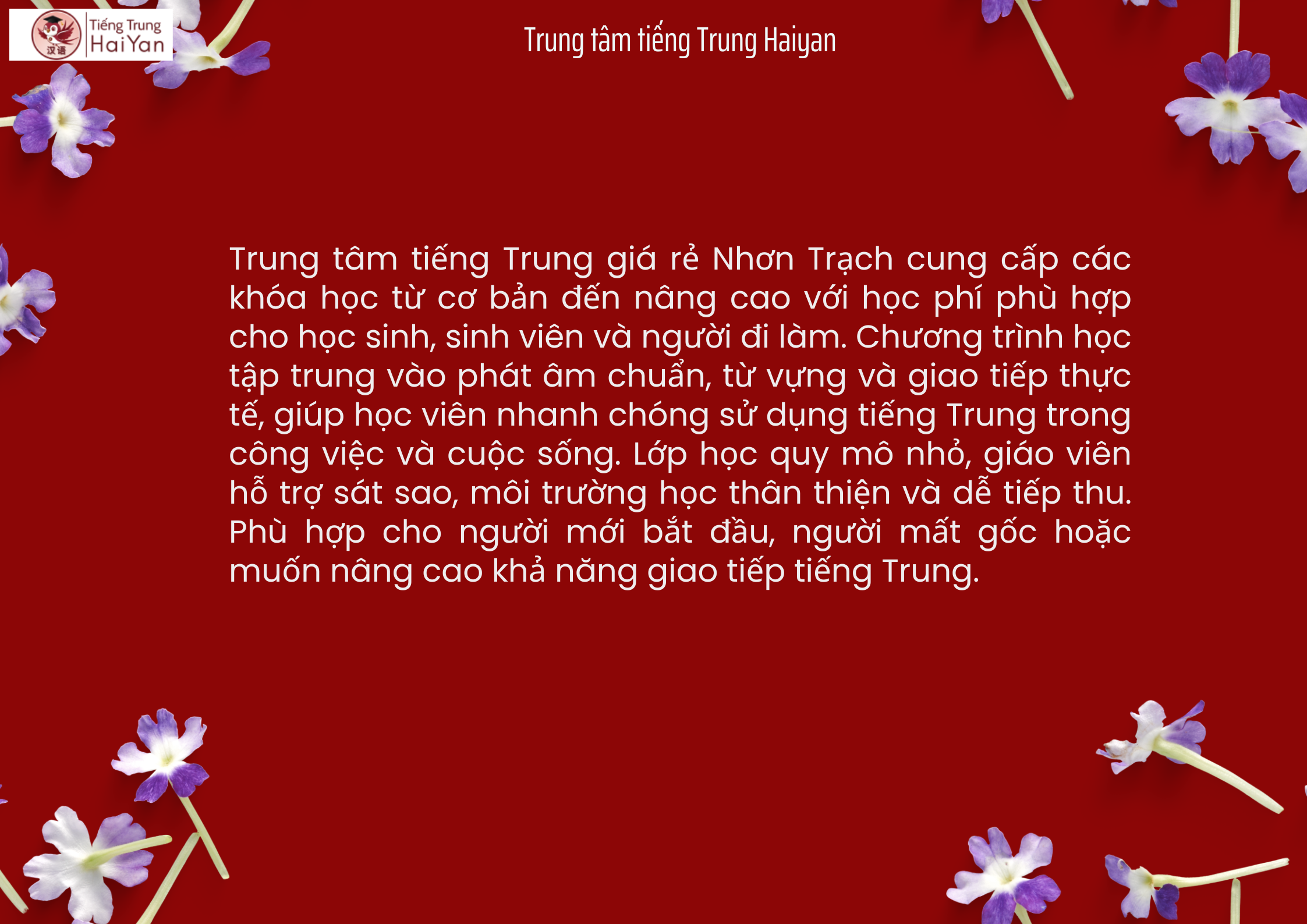 Trung tâm tiếng Trung giá rẻ Nhơn Trạch