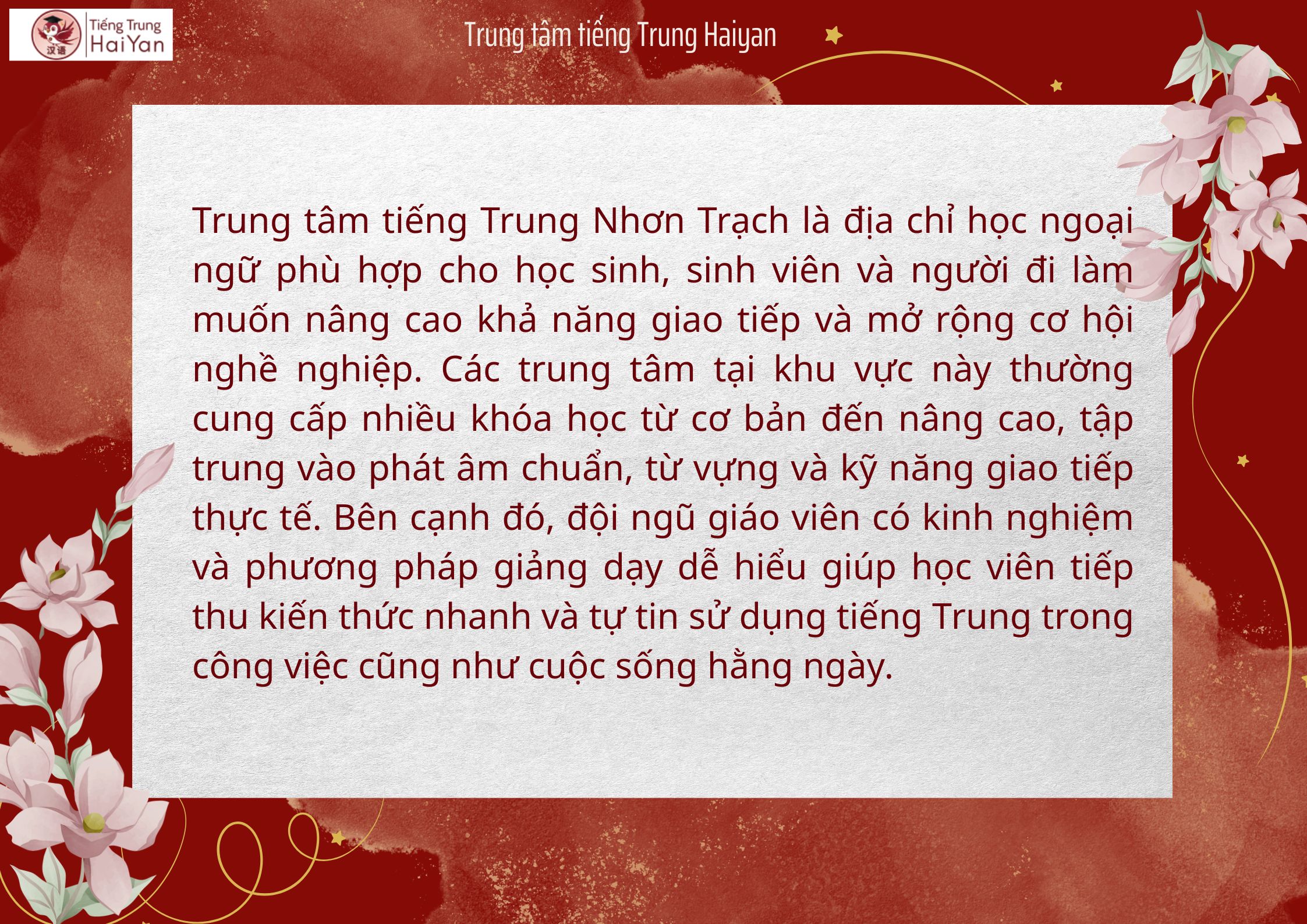 Trung tâm tiếng Trung Nhơn Trạch