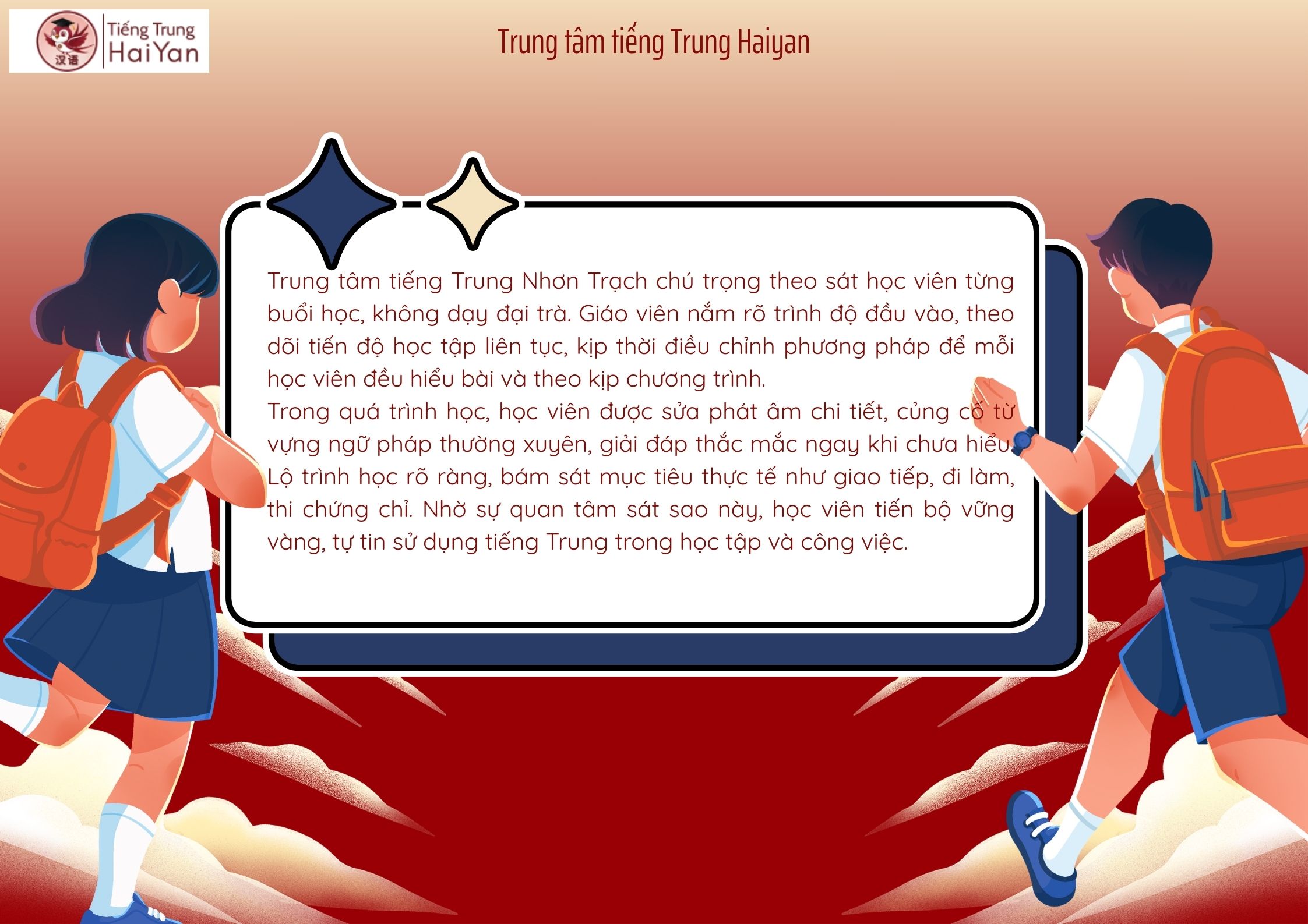 Trung tâm tiếng Trung Nhơn Trạch theo sát học viên